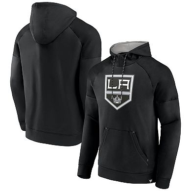 Men's Fanatics Black Los Angeles Kings Iconic Defender Raglan Pullover Hoodie