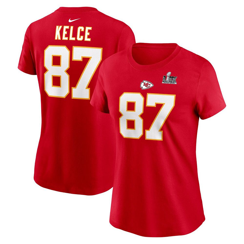 Women's Nike Travis Kelce Red Kansas City Chiefs Super Bowl LIX Name ...