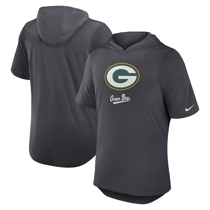 UPC 198237389224 product image for Men's Nike Anthracite Green Bay Packers Tri-Blend Performance Hoodie T-Shirt, Si | upcitemdb.com