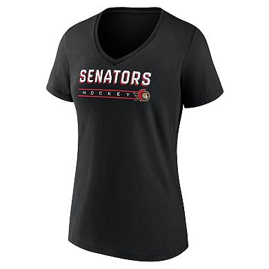 Women's Fanatics Black Ottawa Senators V-Neck T-Shirt