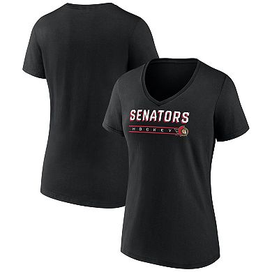 Women's Fanatics Black Ottawa Senators V-Neck T-Shirt
