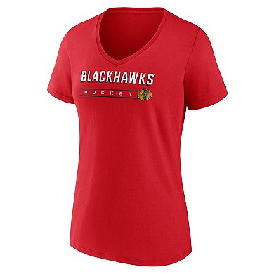 Women's Fanatics Red Chicago Blackhawks V-Neck T-Shirt
