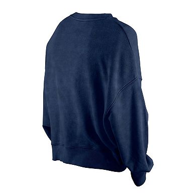 Women's New Era Navy New Orleans Pelicans Hardwood Classics Enzyme Wash Oversized Boxy Pullover Sweatshirt