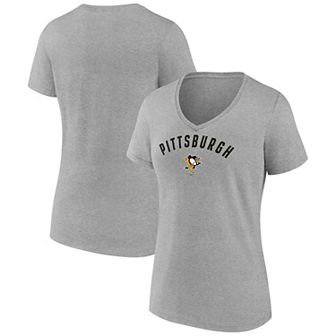 Women's Fanatics Gray Pittsburgh Penguins V-Neck T-Shirt
