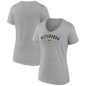 Women's Fanatics Gray Pittsburgh Penguins V-Neck T-Shirt