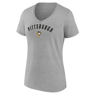 Women's Fanatics Gray Pittsburgh Penguins V-Neck T-Shirt