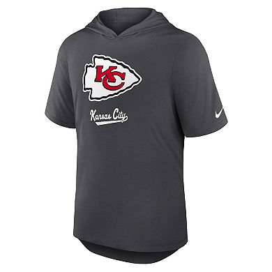 Men's Nike Anthracite Kansas City Chiefs Tri-Blend Performance Hoodie T-Shirt