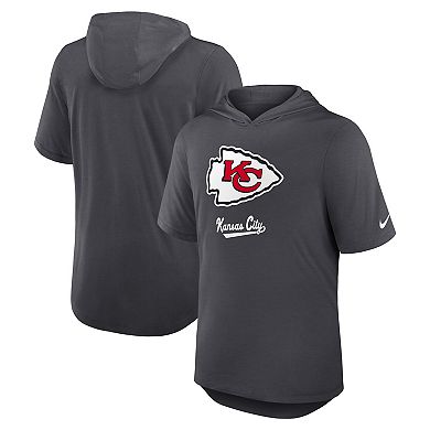 Men's Nike Anthracite Kansas City Chiefs Tri-Blend Performance Hoodie T-Shirt