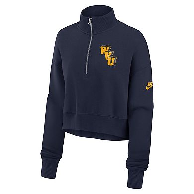 Women's Nike Navy West Virginia Mountaineers Legacy Elevated Logo Half-Zip Sweatshirt
