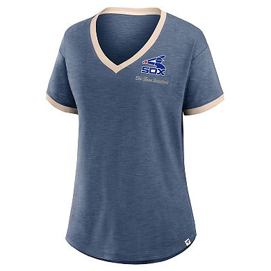 Women's Fanatics Navy Chicago White Sox Binge Worthy Stadium Slub V-Neck T-Shirt