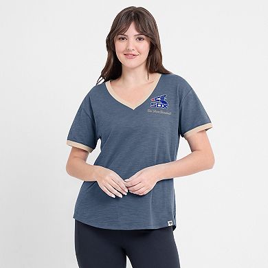 Women's Fanatics Navy Chicago White Sox Binge Worthy Stadium Slub V-Neck T-Shirt