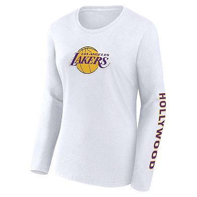 Women's Fanatics White Los Angeles Lakers Long Sleeve T-Shirt