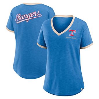 Women's Fanatics Royal Texas Rangers Binge Worthy Stadium Slub V-Neck T-Shirt