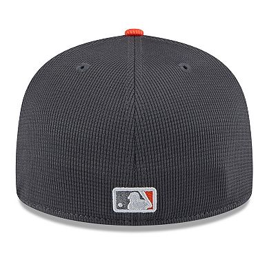 Men's New Era Gray/Orange Baltimore Orioles 2025 Batting Practice 59FIFTY Fitted Hat