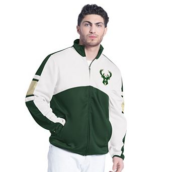 Men's G-III Sports by Carl Banks Hunter Green/White Milwaukee Bucks Back Field Full-Zip Track Jacket