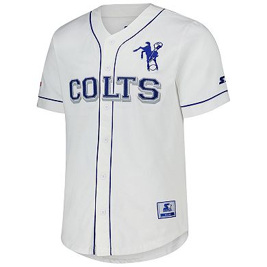 Men's Starter White Indianapolis Colts Relay Vintage Full-Button Baseball Jersey