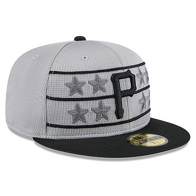 Men's New Era Gray/Black Pittsburgh Pirates 2025 Batting Practice 59FIFTY Fitted Hat
