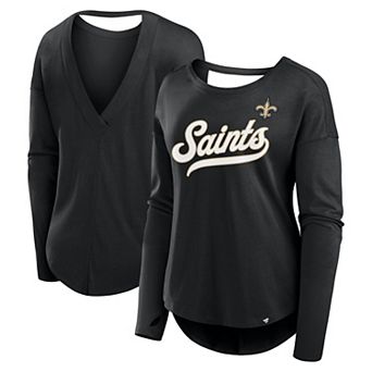 Women's Fanatics Black New Orleans Saints Core Long Sleeve Fashion T-Shirt