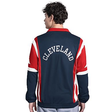 Men's Starter Navy/Red Cleveland Guardians Contender Tricot Full-Zip Track Jacket