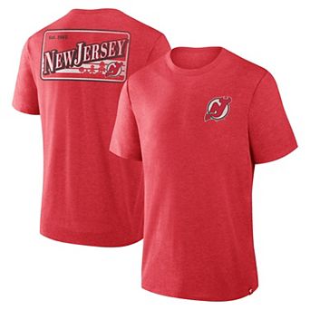 Men's Fanatics Heather Red New Jersey Devils Fan Lanes Tri-Blend T-Shirt