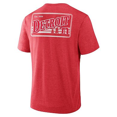 Men's Fanatics Heather Red Detroit Red Wings Fan Lanes Tri-Blend T-Shirt