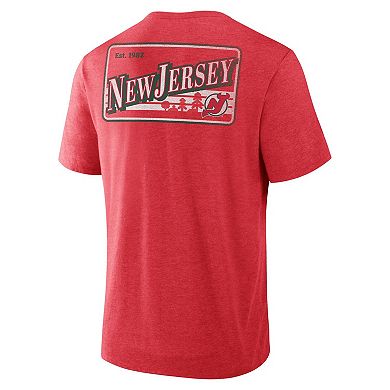 Men's Fanatics Heather Red New Jersey Devils Fan Lanes Tri-Blend T-Shirt