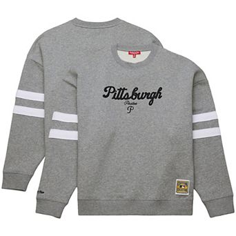 Women's Mitchell & Ness Heather Gray Pittsburgh Pirates Lightweight Logo Pullover Sweatshirt