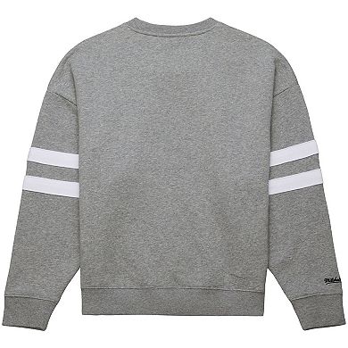 Women's Mitchell & Ness Heather Gray Pittsburgh Pirates Lightweight Logo Pullover Sweatshirt
