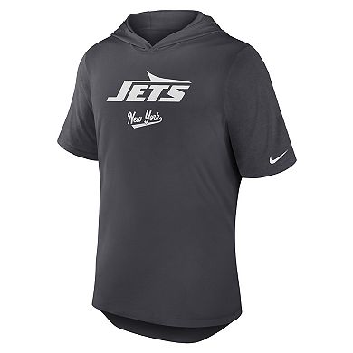 Men's Nike Anthracite New York Jets Tri-Blend Performance Hoodie T-Shirt
