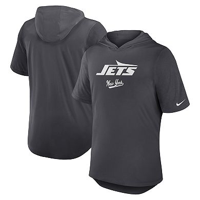 Men's Nike Anthracite New York Jets Tri-Blend Performance Hoodie T-Shirt