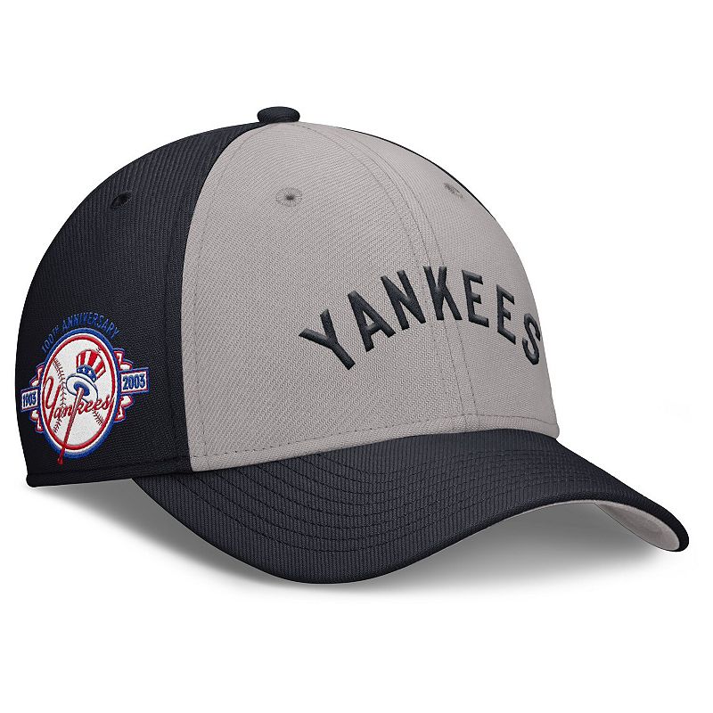 Men's Nike Navy/Gray New York Yankees Rise Swoosh Performance Flex Hat, Size: Small/Medium, Blue