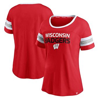 Women's Fanatics Red Wisconsin Badgers Block Party T-Shirt