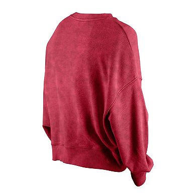 Women's New Era Red Miami Heat Hardwood Classics Enzyme Wash Oversized Boxy Pullover Sweatshirt