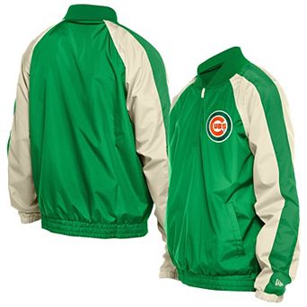 Men's New Era Kelly Green Chicago Cubs St. Patrick's Day Ripstop Raglan Quarter-Zip Windbreaker