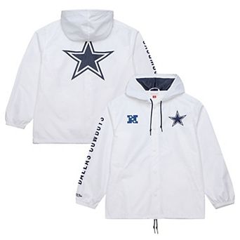Men's Mitchell & Ness White Dallas Cowboys Vintage Logo Coaches Full-Snap Hoodie Jacket