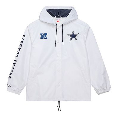 Men's Mitchell & Ness White Dallas Cowboys Vintage Logo Coaches Full-Snap Hoodie Jacket