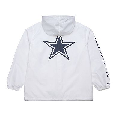 Men's Mitchell & Ness White Dallas Cowboys Vintage Logo Coaches Full-Snap Hoodie Jacket