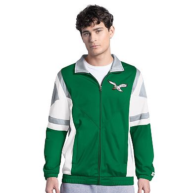 Men's Starter Green Philadelphia Eagles Contender Vintage Logo Full-Zip Track Jacket