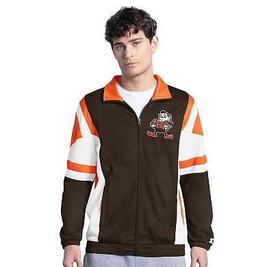 Men's Starter Brown Cleveland Browns Contender Vintage Logo Full-Zip Track Jacket