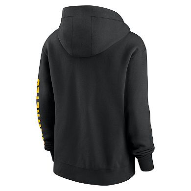 Women's Nike Black Iowa Hawkeyes Oversize Lockup Phoenix Full-Zip Hoodie Jacket
