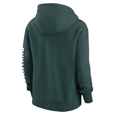 Women's Nike Green Michigan State Spartans Oversize Lockup Phoenix Full-Zip Hoodie Jacket