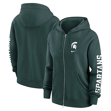 Women's Nike Green Michigan State Spartans Oversize Lockup Phoenix Full-Zip Hoodie Jacket