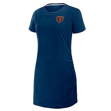 Women's Fanatics Navy Chicago Bears Ruched Drape T-Shirt Dress