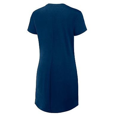 Women's Fanatics Navy Chicago Bears Ruched Drape T-Shirt Dress