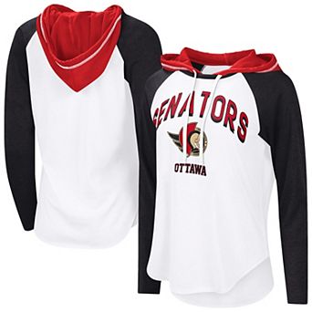 Women's G-III 4Her by Carl Banks White Ottawa Senators VIP Raglan Long Sleeve Hoodie T-Shirt