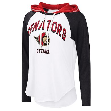 Women's G-III 4Her by Carl Banks White Ottawa Senators VIP Raglan Long Sleeve Hoodie T-Shirt