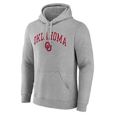 Men's Fanatics Gray Oklahoma Sooners Arched Logo Fleece Pullover Hoodie