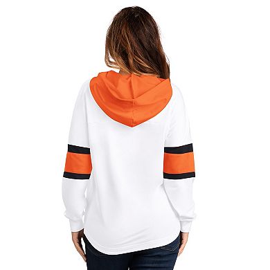 Women's G-III 4Her by Carl Banks White Philadelphia Flyers Goal Zone Long Sleeve Lace-Up Hoodie T-Shirt