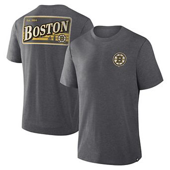 Men's Fanatics Heather Charcoal Boston Bruins Fan Lanes Tri-Blend T-Shirt