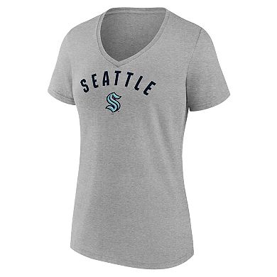 Women's Fanatics Gray Seattle Kraken V-Neck T-Shirt